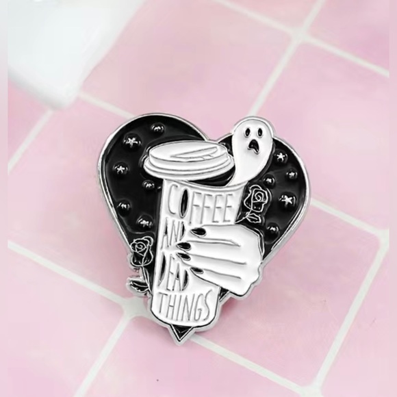 New Coffee and Dead Things Enamel Pin - Picture 1 of 4